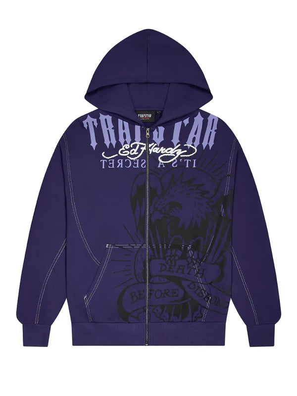 Trapstar x Ed Hardy DBD Zip-Up Hoodie - Recreated Inspired Edition