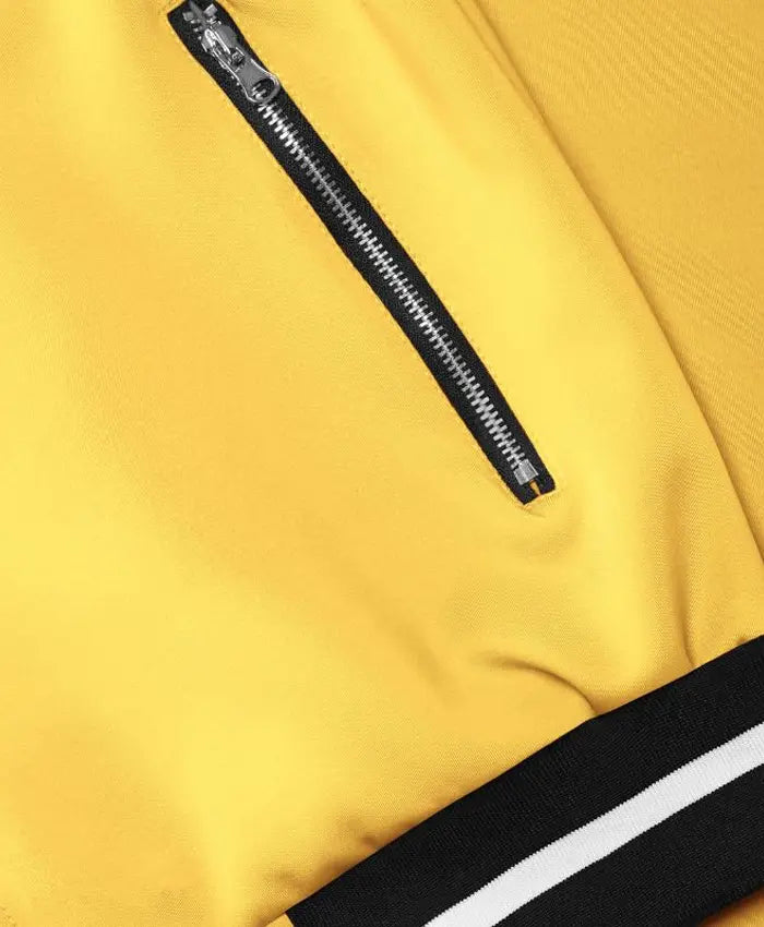 Trendy Black And Yellow Wool Varsity Jacket - Recreated Inspired Edition