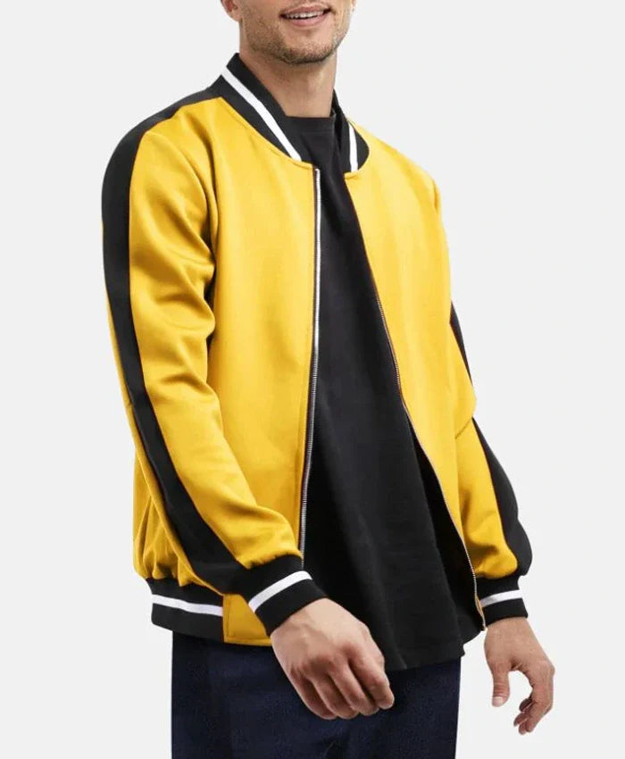 Trendy Black And Yellow Wool Varsity Jacket - Recreated Inspired Edition