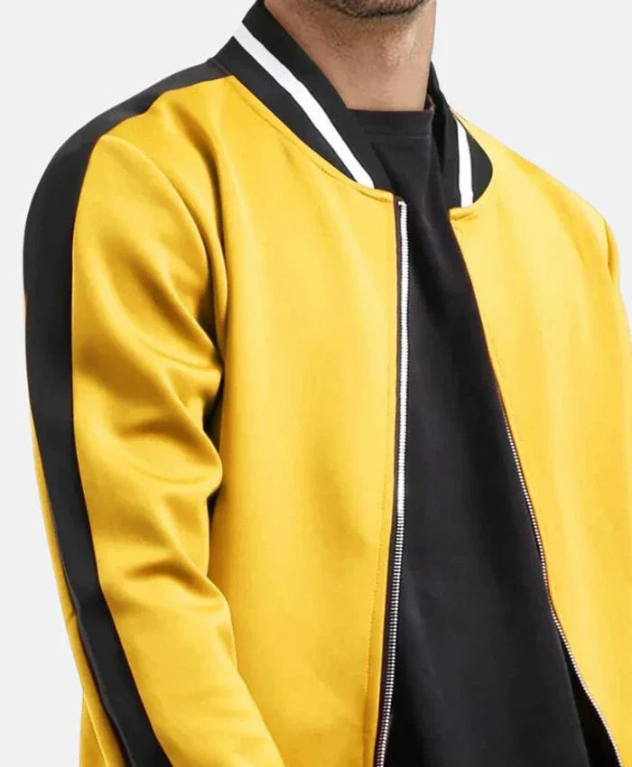 Trendy Black And Yellow Wool Varsity Jacket - Recreated Inspired Edition