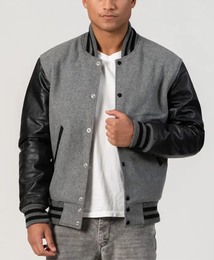 Unisex Black And Grey Varsity Jacket - Recreated Inspired Edition