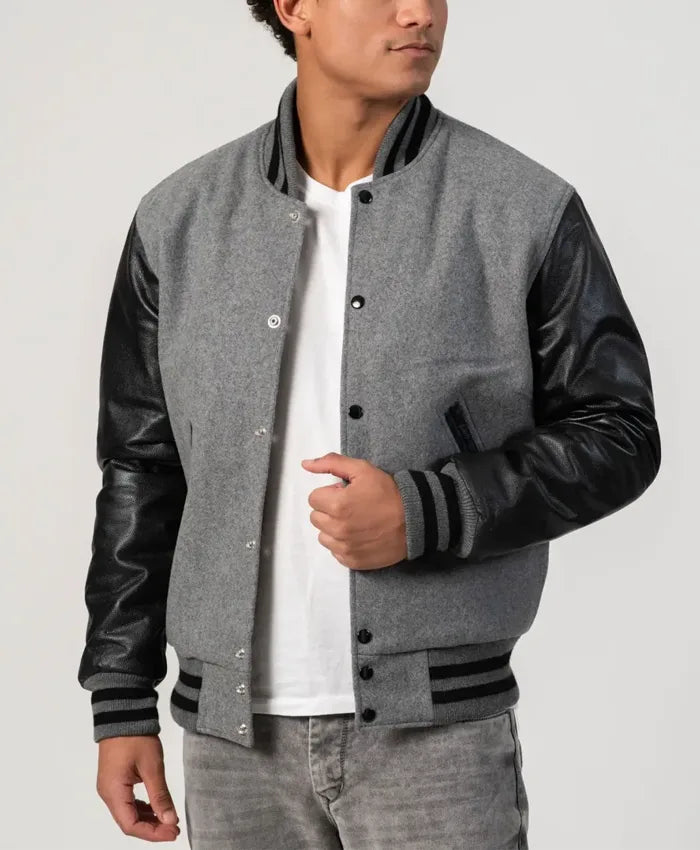Unisex Black And Grey Varsity Jacket - Recreated Inspired Edition