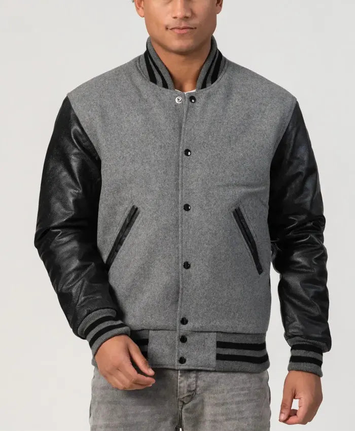 Unisex Black And Grey Varsity Jacket - Recreated Inspired Edition