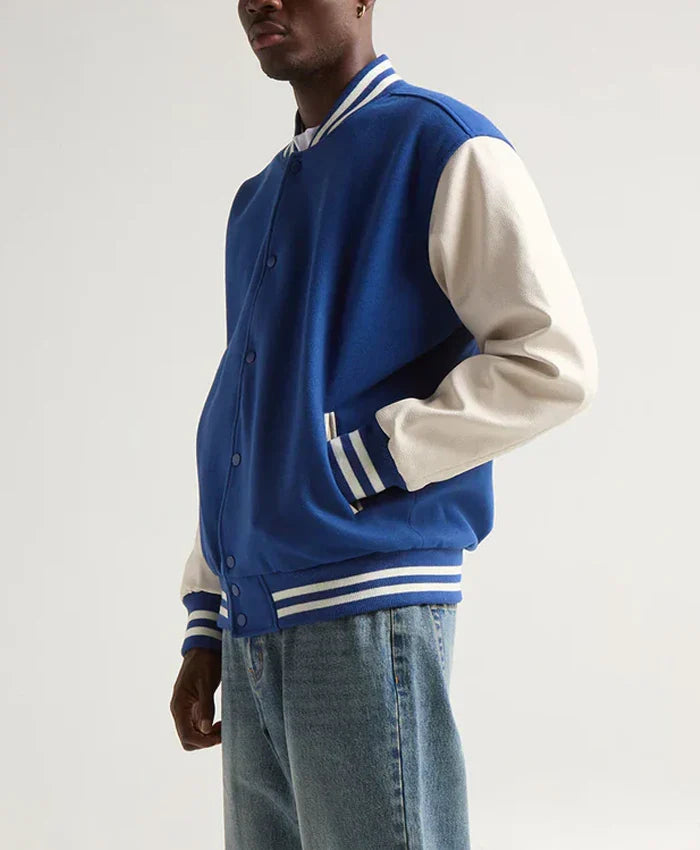 Unisex Blue And White Varsity Jacket - Recreated Inspired Edition