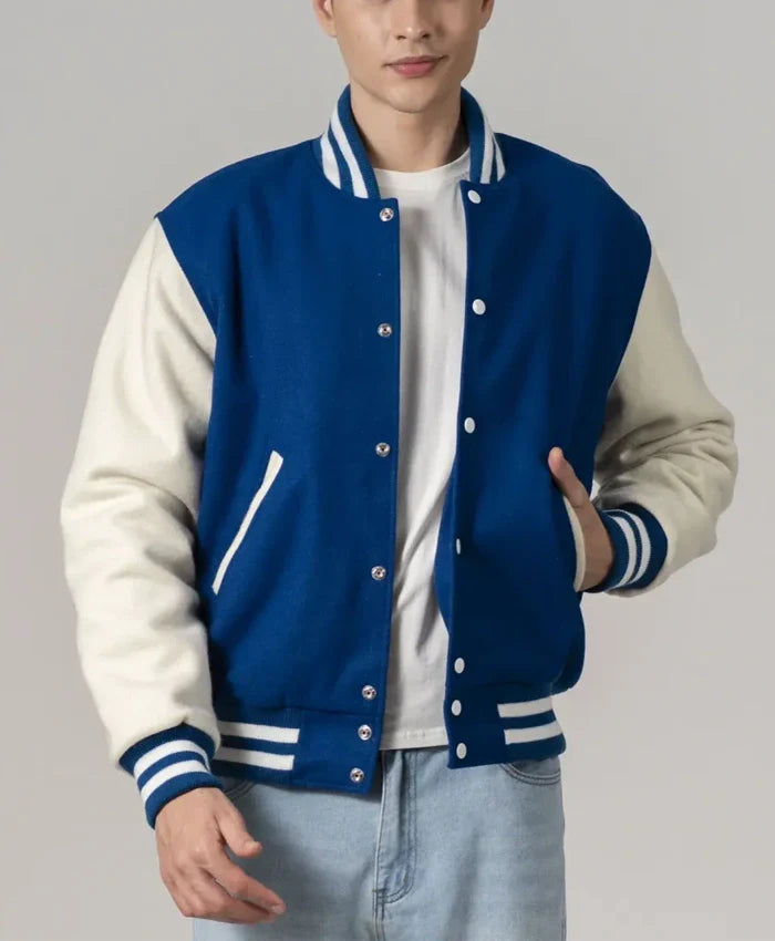 Unisex Navy Blue Varsity Lettermen Jacket