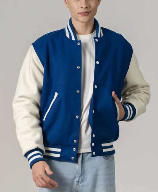 Unisex Navy Blue Varsity Lettermen Jacket