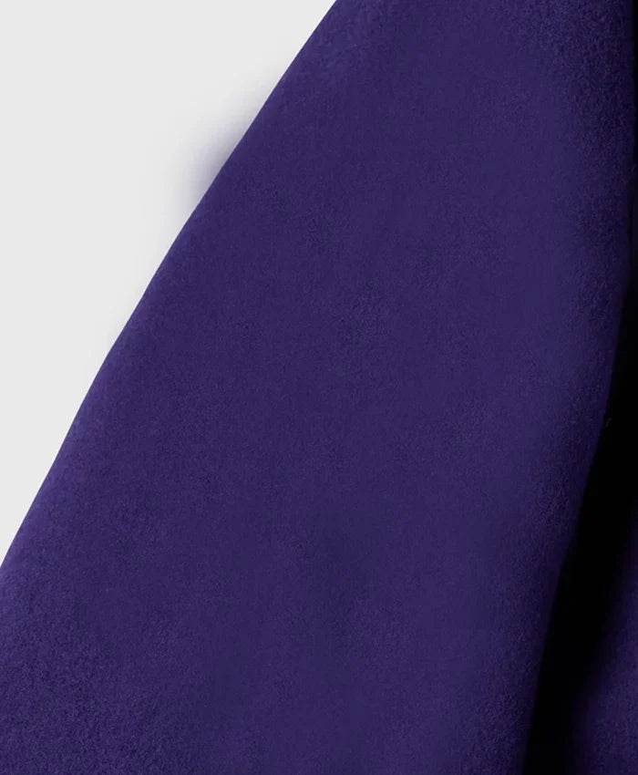 Unisex Purple Drop Down Collar Lettermen Varsity Jacket - Recreated Inspired Edition