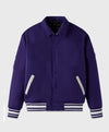 Unisex Purple Drop Down Collar Lettermen Varsity Jacket - Recreated Inspired Edition
