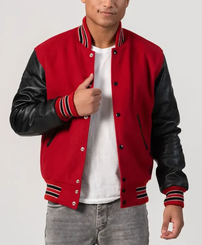 Unisex Red And Black Varsity Jacket - Recreated Inspired Edition