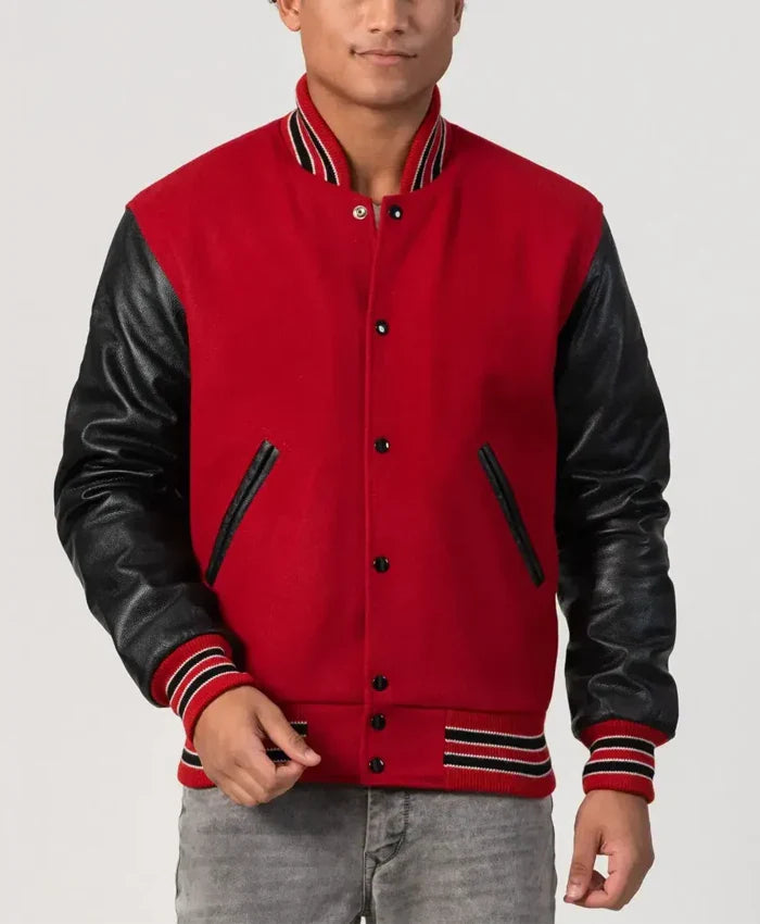 Unisex Red And Black Varsity Jacket - Recreated Inspired Edition