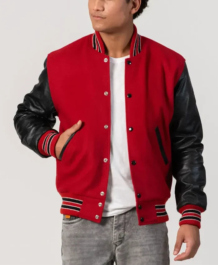 Unisex Red And Black Varsity Jacket - Recreated Inspired Edition