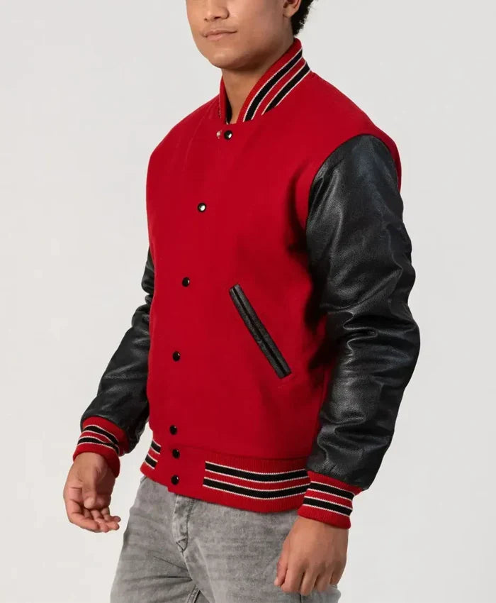 Unisex Red And Black Varsity Jacket - Recreated Inspired Edition