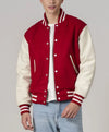 Unisex Red And White Varsity Lettermen Jacket