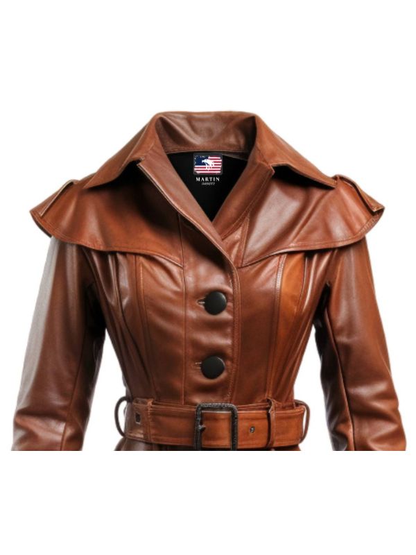 Women’s Vintage Brown Distressed Leather Coat – Classic Timeless Style
