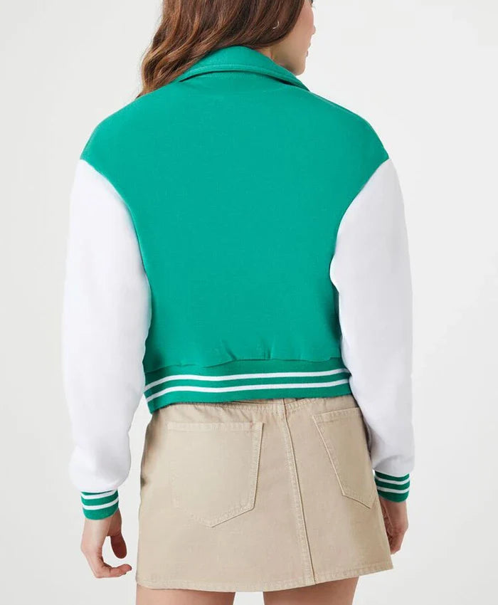 Women’s Cropped Sea Green Varsity Jacket - Recreated Inspired Edition