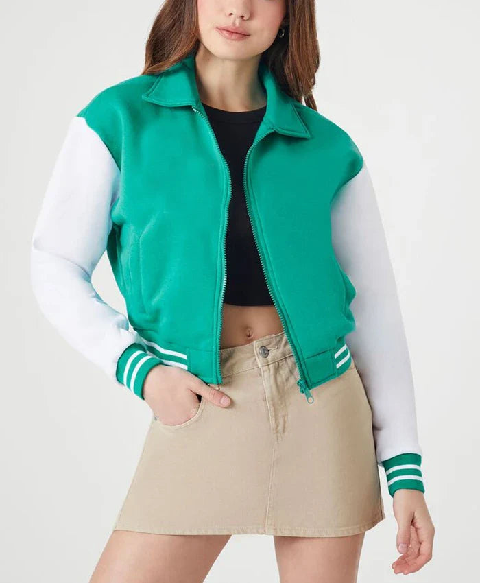 Women’s Cropped Sea Green Varsity Jacket - Recreated Inspired Edition