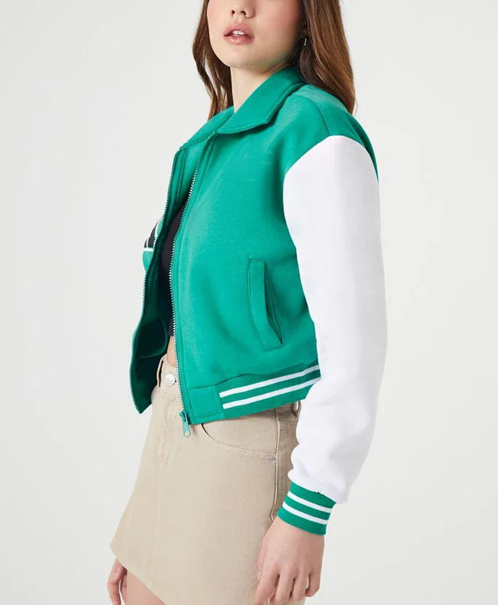Women’s Cropped Sea Green Varsity Jacket - Recreated Inspired Edition
