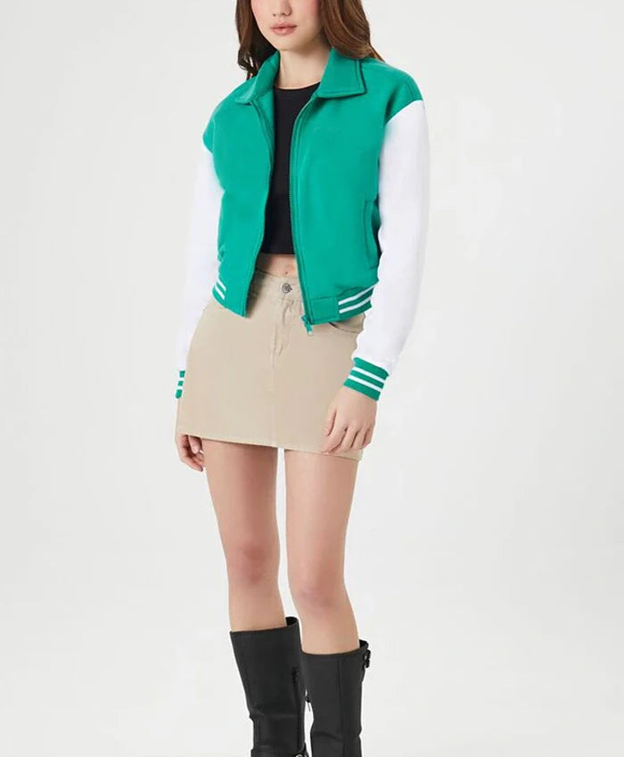 Women’s Cropped Sea Green Varsity Jacket - Recreated Inspired Edition