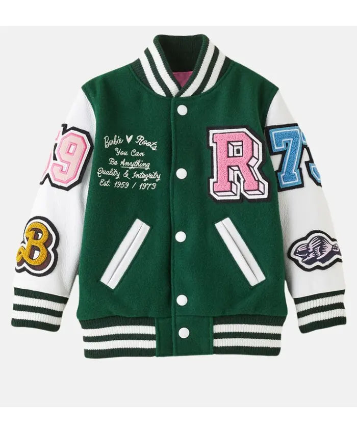Women’s Green And White Varsity Lettermen Jacket