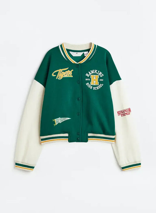 Womens Hawkins Tiger Baseball Varsity Jacket - Recreated Inspired Edition