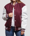 Women’s Maroon And White Varsity Lettermen Jacket