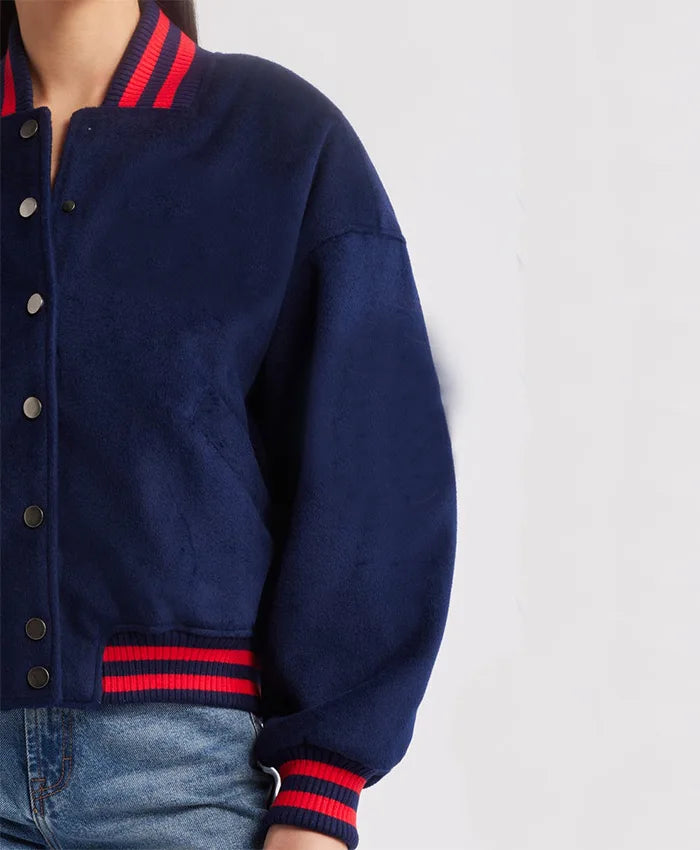 Women’s Royal Blue Tailored Fit Varsity Bomber Jacket