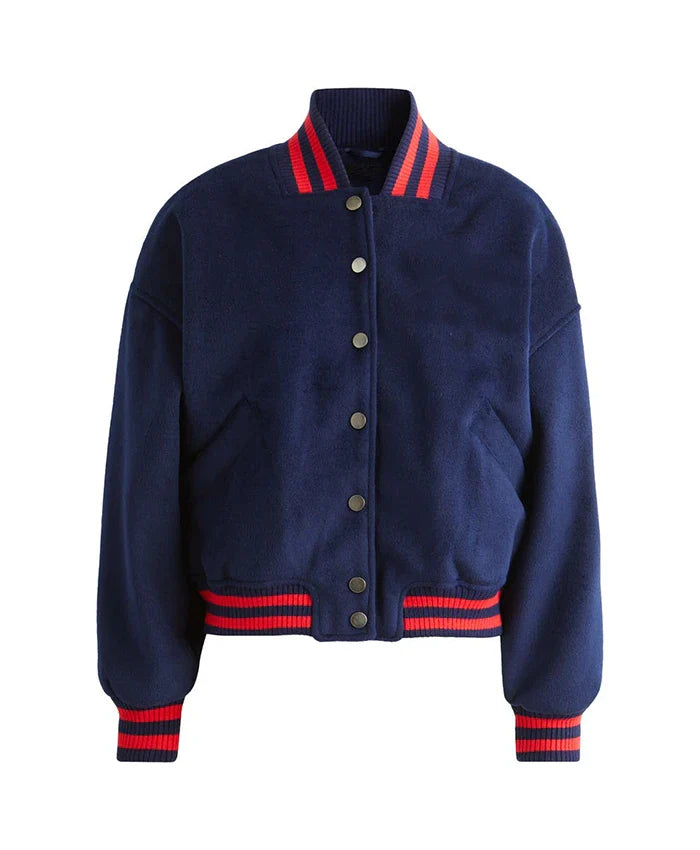 Women’s Royal Blue Tailored Fit Varsity Bomber Jacket