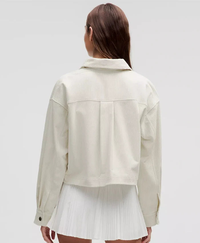 Women’s White Corduroy Shirt Varsity Jacket - Recreated Inspired Edition