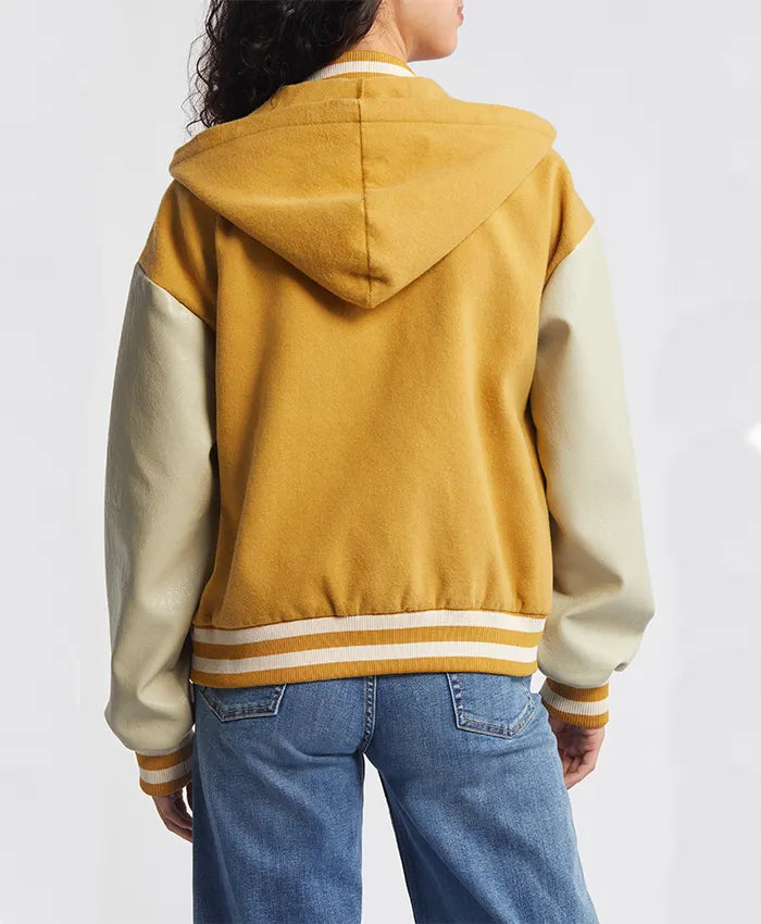 Women’s Yellow Hooded Wool Twill Varsity Jacket - Recreated Inspired Edition