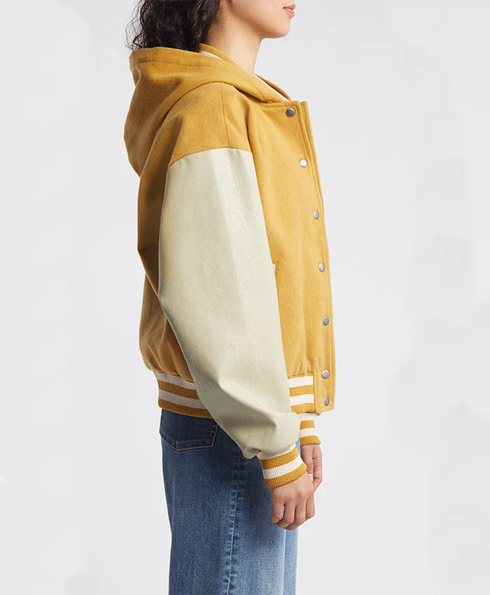 Women’s Yellow Hooded Wool Twill Varsity Jacket - Recreated Inspired Edition