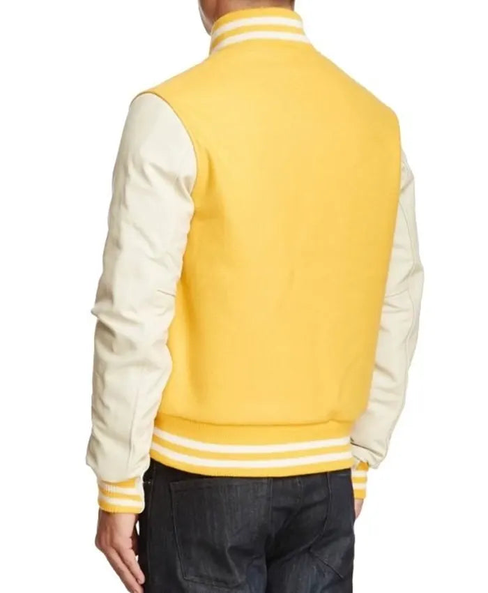 Yellow And White Varsity Jacket - Recreated Inspired Edition
