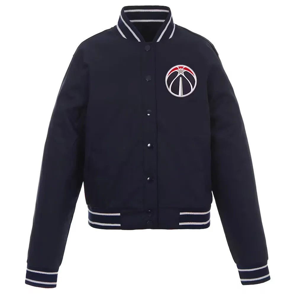 Washington Wizards One Color Black Poly Twill Varsity Jacket
