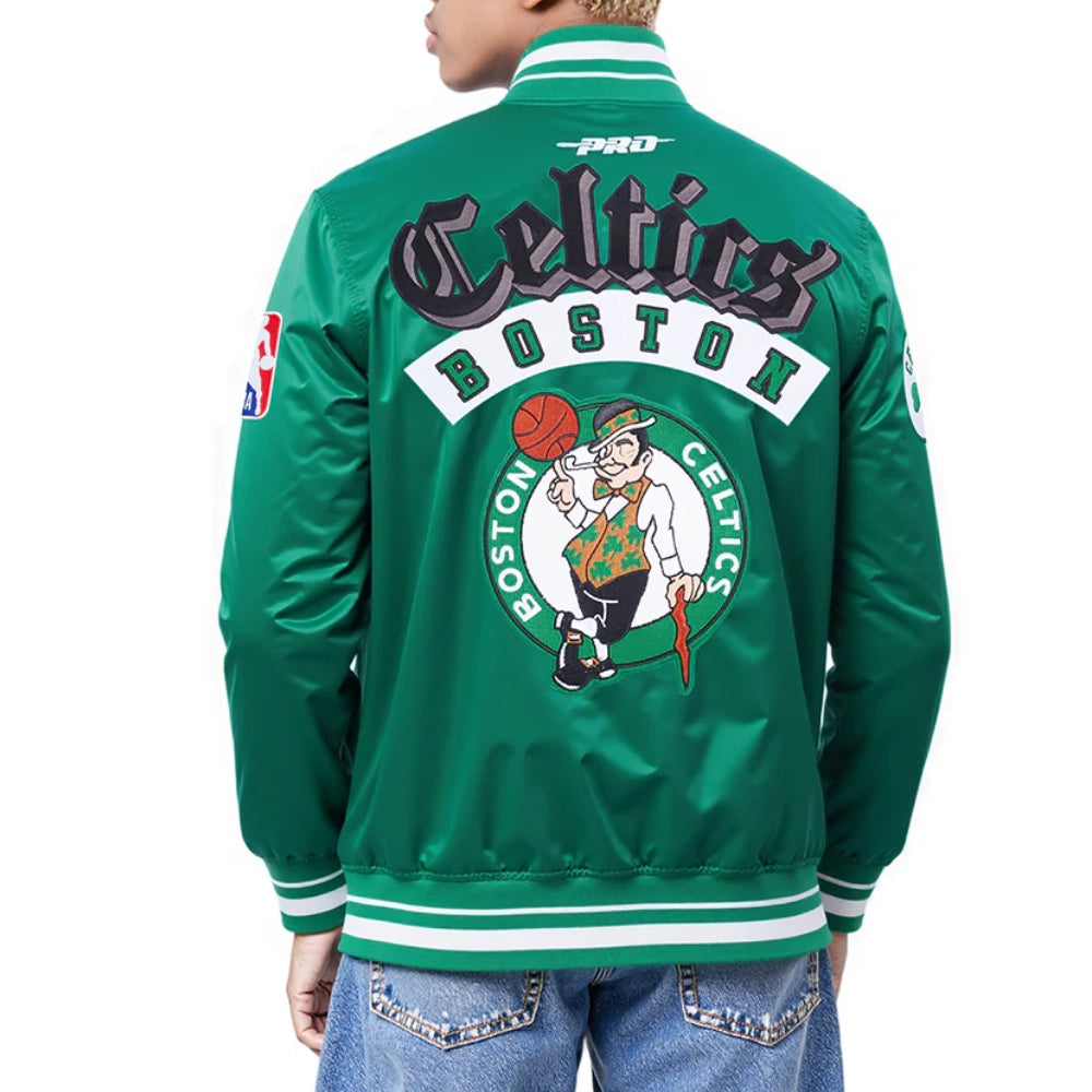 Boston Celtics Best Of Green Satin Varsity Jacket