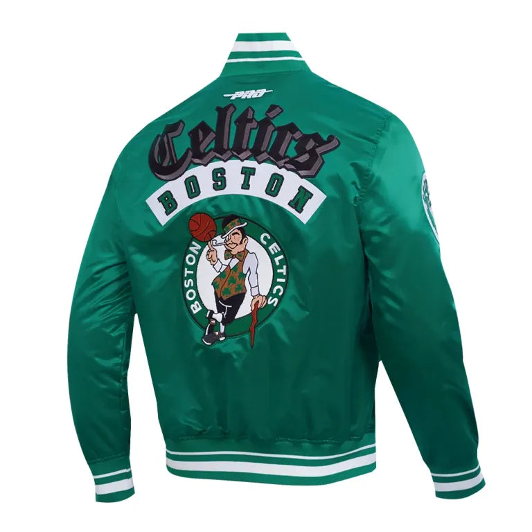 Boston Celtics Best Of Green Satin Varsity Jacket