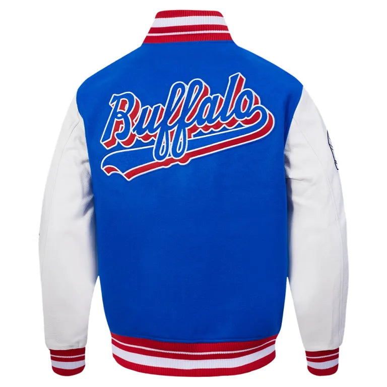 Buffalo Bills Script Tail Royal Blue/White Varsity Jacket