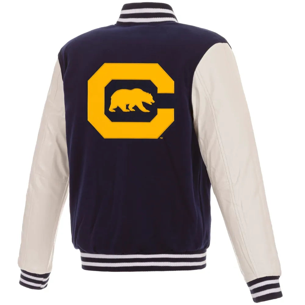California Golden Bears Two Tone Navy/White Wool & Leather Varsity Jacket