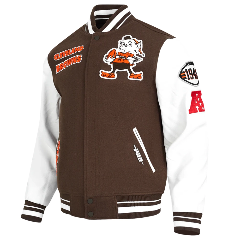 Cleveland Browns Retro Classic Brown/White Varsity Jacket