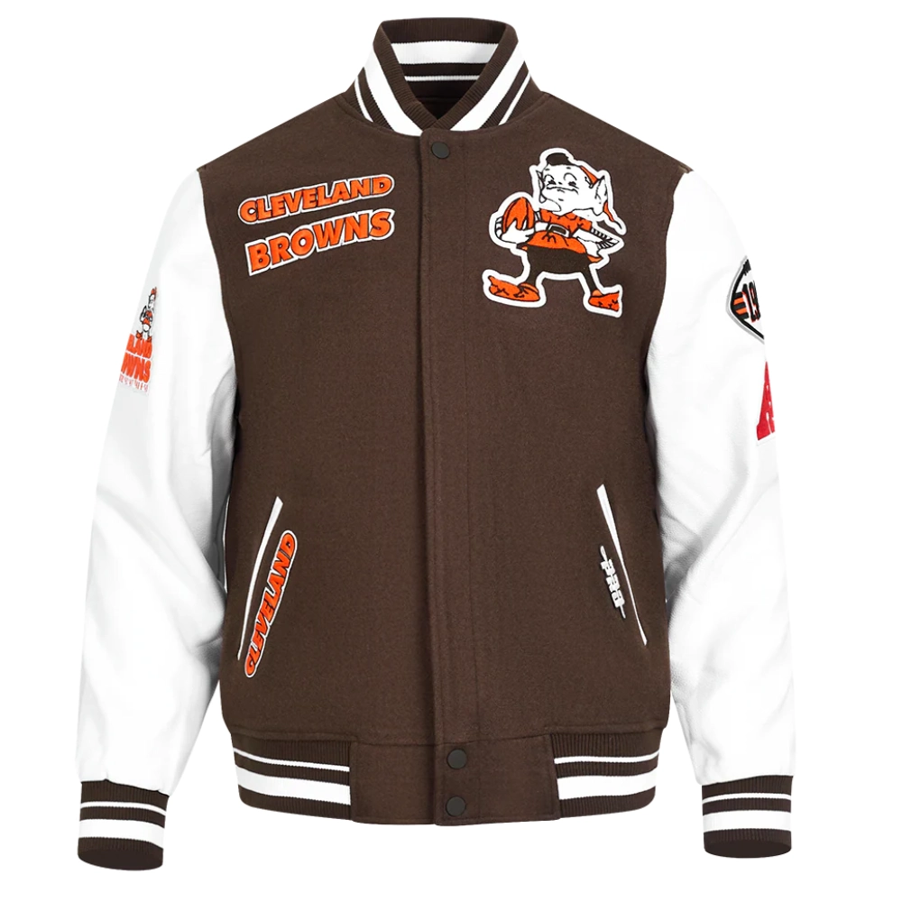 Cleveland Browns Retro Classic Brown/White Varsity Jacket