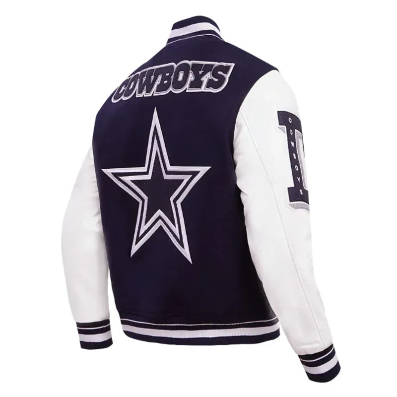 Dallas Cowboys Mashup Rib Varsity Wool/Leather Jacket - Recreated Inspired Edition