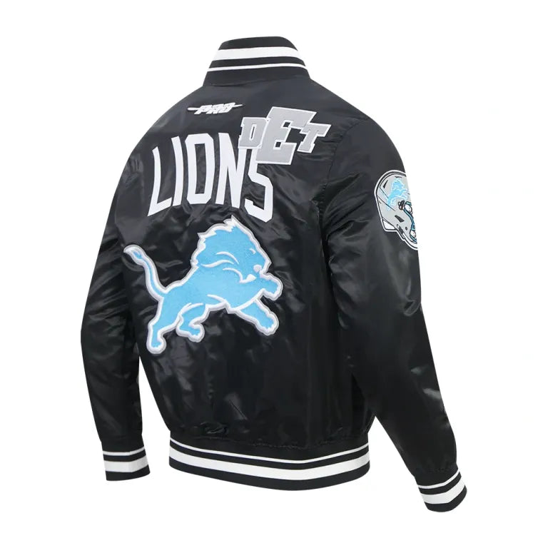 Detroit Lions Letterman Navy Satin Varsity Jacket