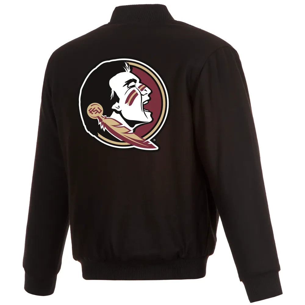 Florida State Seminoles One Color Full Wool Black Varsity Jacket