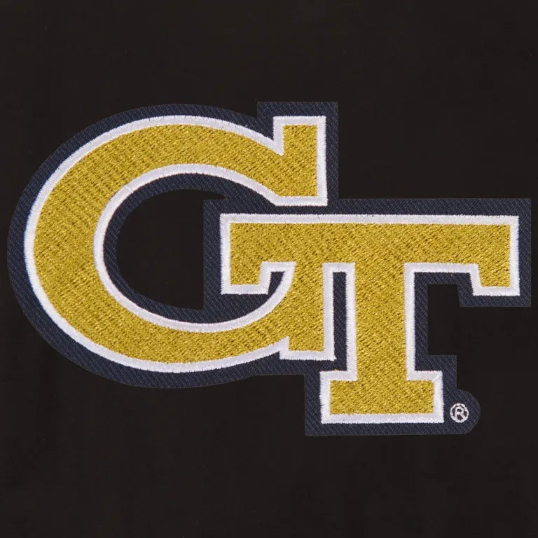 Georgia Tech Yellow Jackets One Color Black Wool & Leather Varsity Jacket