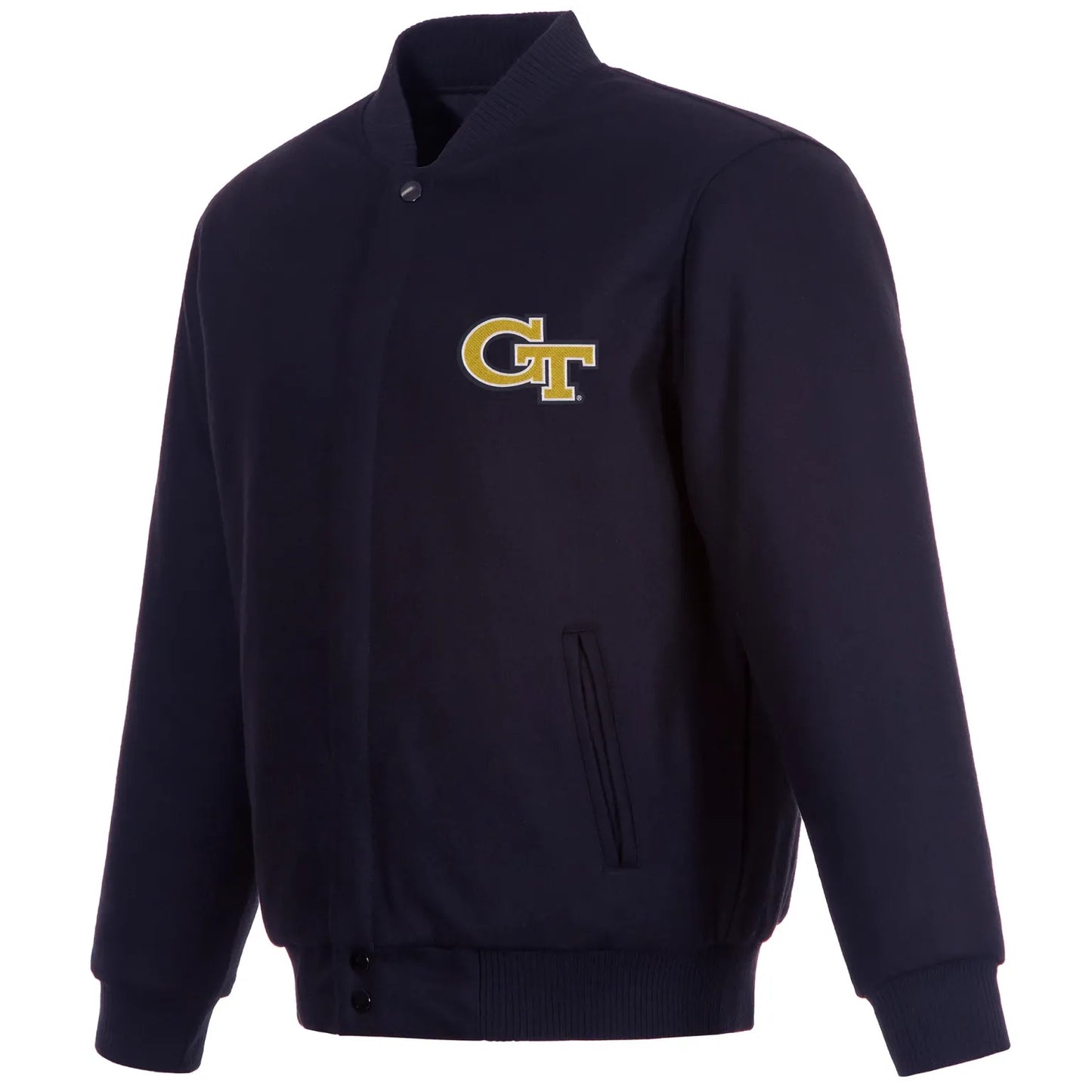Georgia Tech Yellow Jackets One Color Full Wool Navy Varsity Jacket