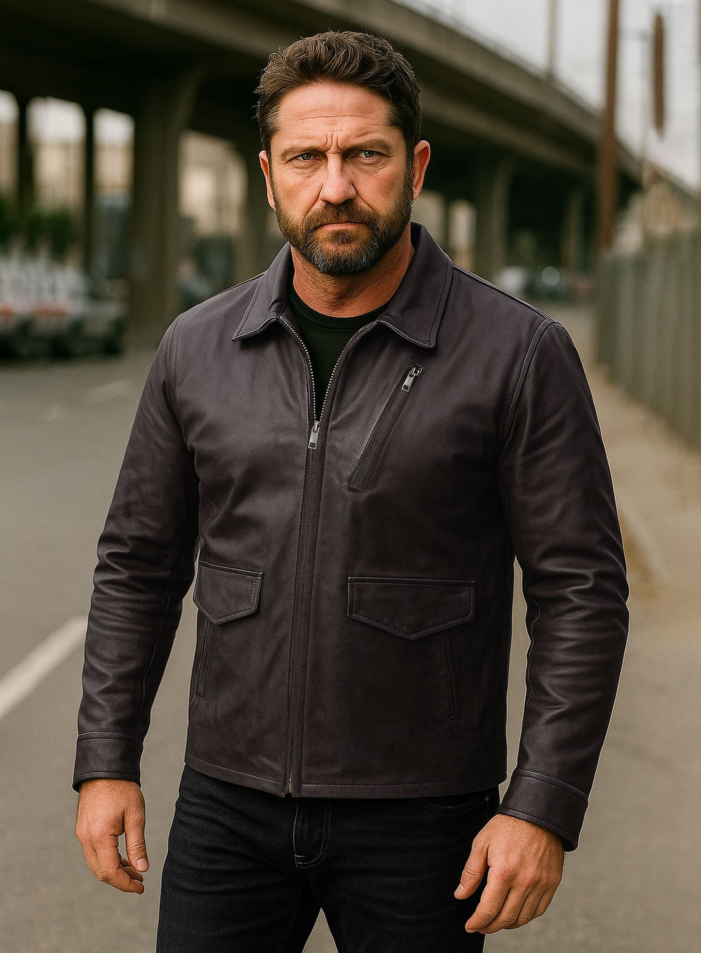 Gerard Butler Den Of Thieves Leather Jacket
