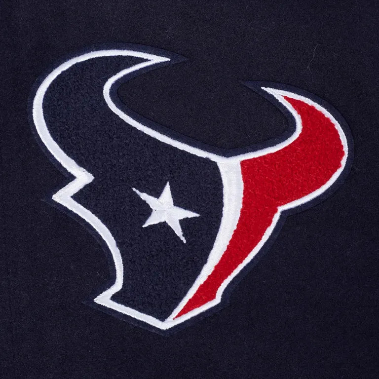 Houston Texans Script Tail Navy/White Varsity Jacket
