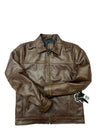 Brown leather jacket on a white background