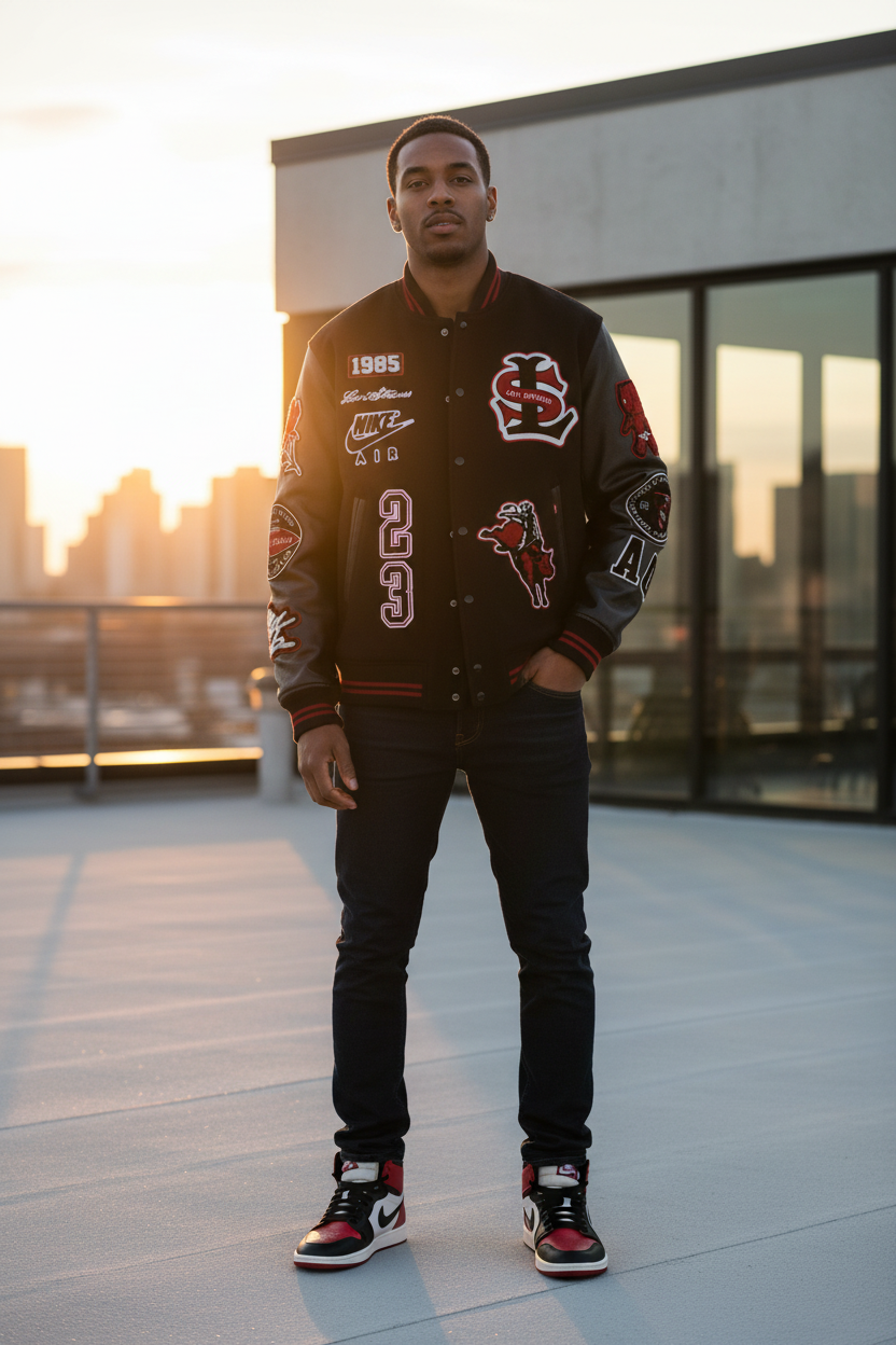 Levi's x Air Jordan Varsity Jacket on Model