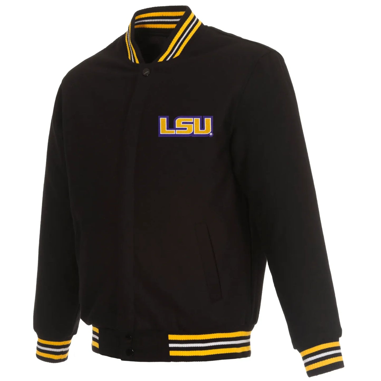 LSU Tigers One Color Full Wool Black Varsity Jacket