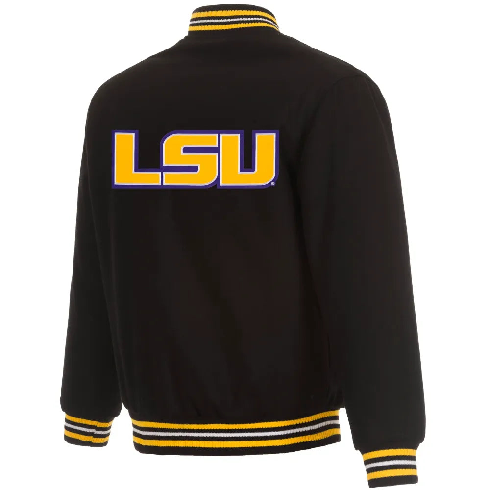 LSU Tigers One Color Full Wool Black Varsity Jacket