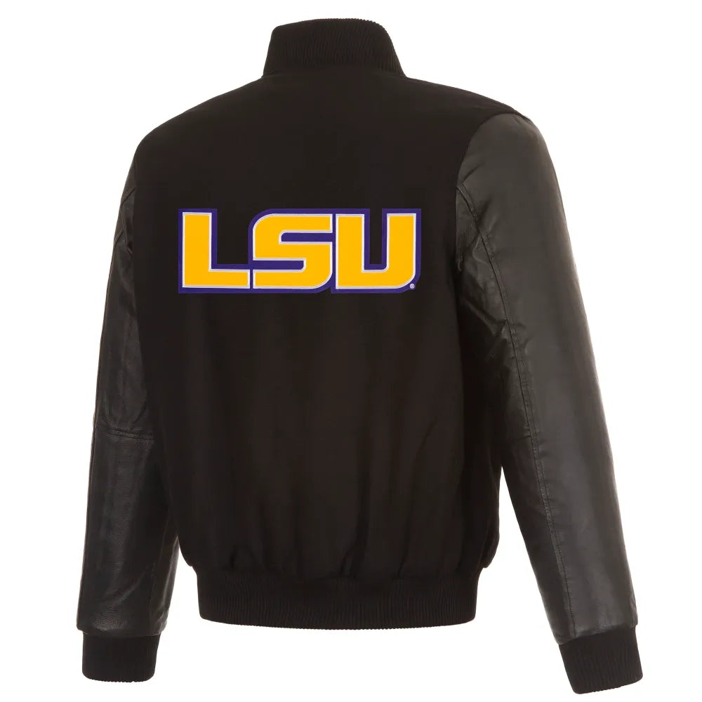 LSU Tigers One Color Wool & Leather Varsity Jacket